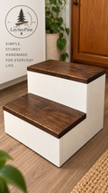 Handmade Rustic Farmhouse Step Stool – Wooden Two-Step Stool