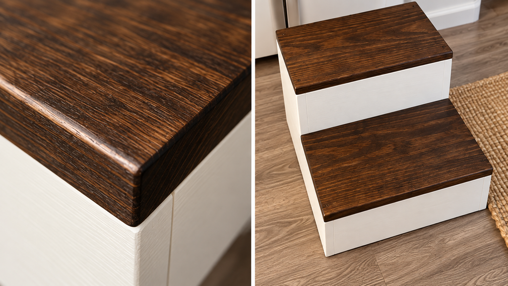 Handmade Rustic Farmhouse Step Stool – Wooden Two-Step Stool